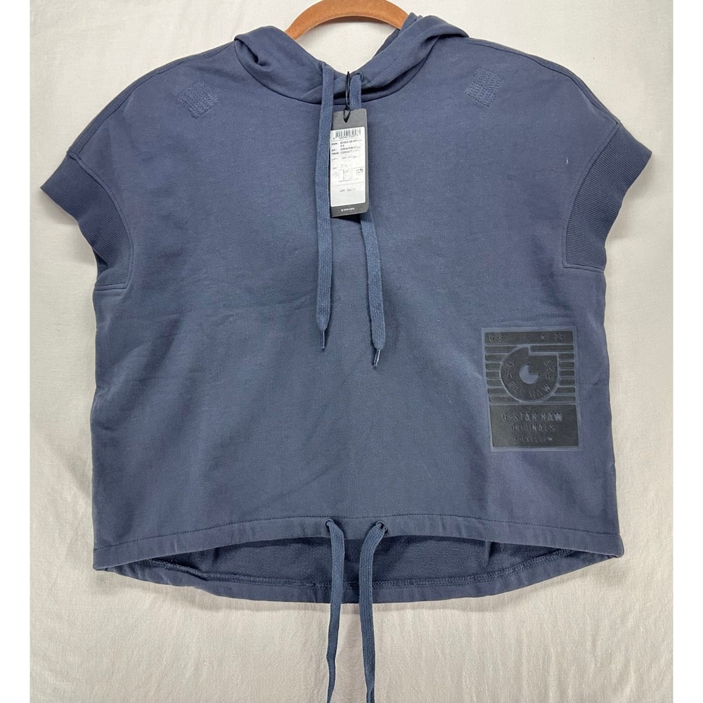 G-Star Raw Boxed Short Sleeve Hoodie Blue Compact Terry XS